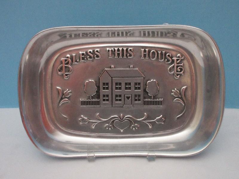 Wilton Armetale Embossed Bread Tray "Bless This House" Pennsylvania Dutch Design