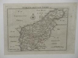 Vintage Engraving "North Hampton Shire" Topographic Map in Black Frame