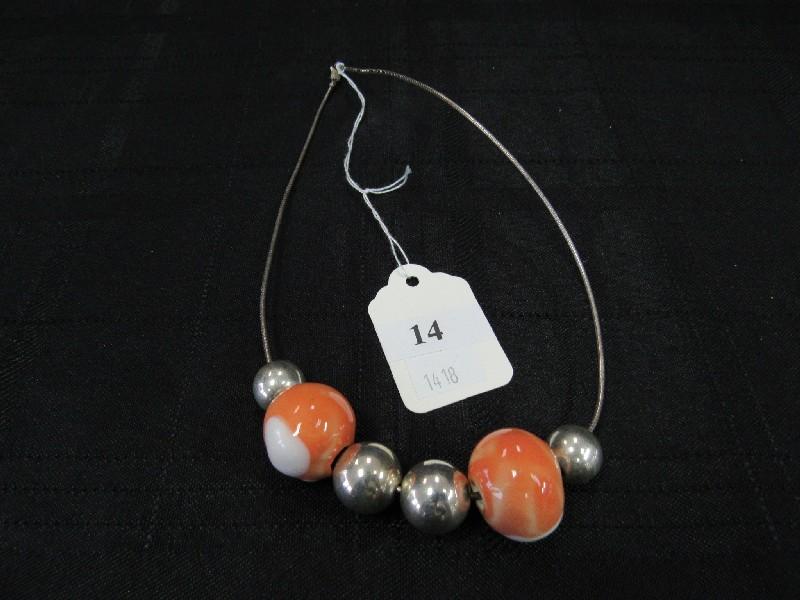 925 Italy Clemson Bead Design Necklace