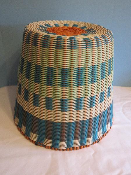 Unique PVC Woven Basket Stool/Accent Table Metal Wire Frame