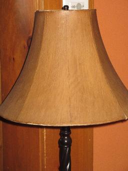 Traditional Barley Twist Design 57" Floor Lamp w/ Faux Leather Shade