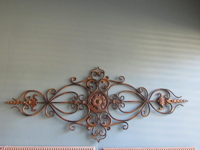 Ornate Scroll Design Long Wall Décor Antique Patina