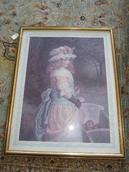 Young Girl Victorian Picture Print w/ Gilted Wooden Frame/Matt