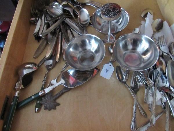 Lot - Misc. Insico Stainless Knives/Forks/Spoons, Meat Fork, Etc. Misc. Superior Spoons, Knives