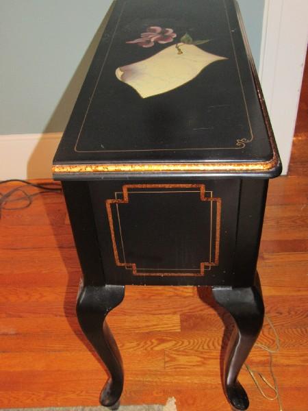 Block Wooden Side Table w/ Lake/Home/Forest Scenes Front 3 Drawers