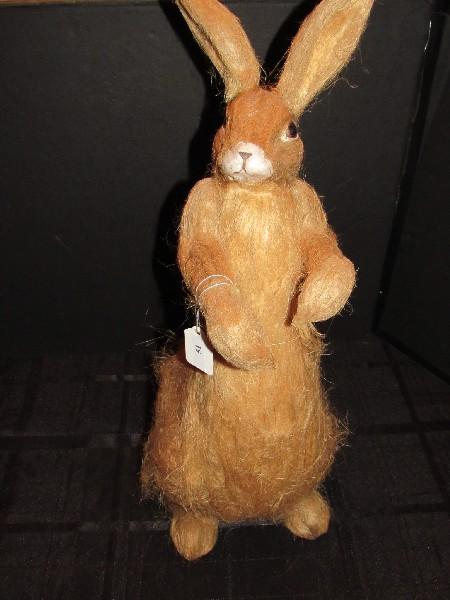 Tall Wool Body Rabbit Décor 23" H & Resin Easter Bunny Décor 9" H