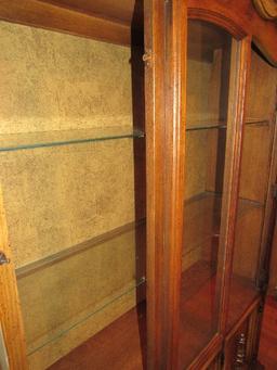 Tall Wooden China Cabinet Glass Windows 2 Doors, 3 Lower Doors w/ 1 Shelf, 1 Drawer