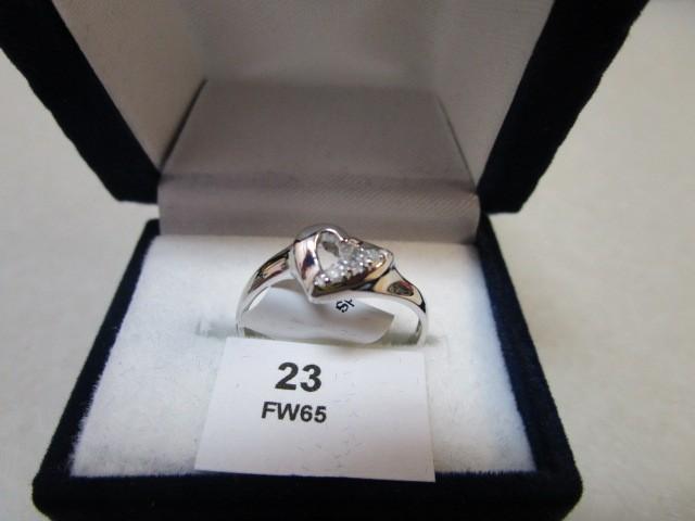 10K White Gold Heart Design Diamond 0.05ct, I, GH, Ring