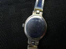 Sterling Silver 925 Stamped Frame Watch, Blue Stone Strap by Aria