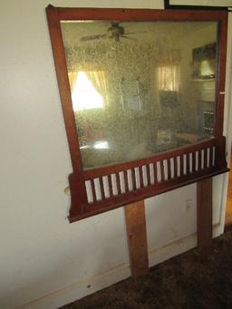 Wooden Frame Vanity Mirror Slat Base