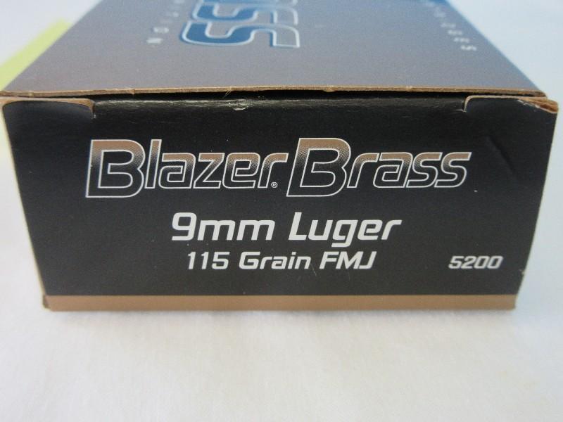 Blazer Brass 9mm Luger 115 Grain Full Metal Jacket Ammo 30 Center Fire Cartridges Bullets