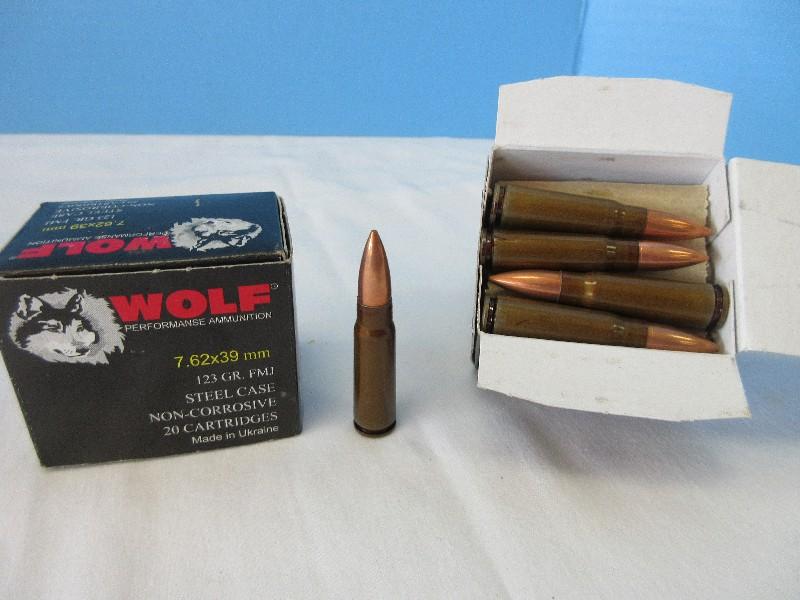 2 Boxes Wolf Steel Case 123 Grain Full Metal Jacket 7.62x39mm Ammo Cartridges Bullets