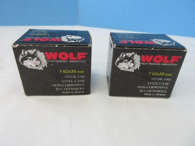 2 Boxes Wolf Steel Case 123 Grain Full Metal Jacket 7.62x39mm Ammo Cartridges Bullets