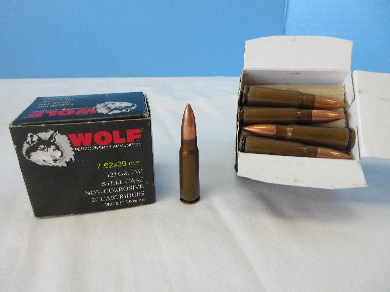 2 Boxes Wolf Steel Case 123 Grain Full Metal Jacket 7.62x39mm Ammo Cartridges Bullets