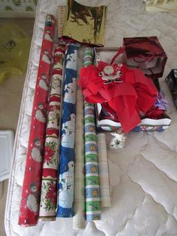 X-Mas Lot - Tall Christmas Faux Tree 42" H, Baubles, Décor, Wrapping, Napco Angel, Etc.