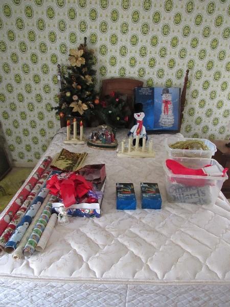 X-Mas Lot - Tall Christmas Faux Tree 42" H, Baubles, Décor, Wrapping, Napco Angel, Etc.