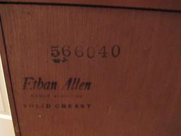 Ethan Allen Solid Cherry Panel Design Entry Cabinet 1 Inlay Shelf, 2 Hutch Doors, Metal Pulls