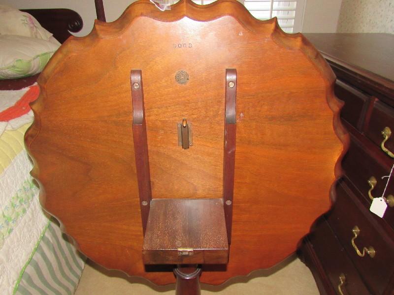 Johnson-Handley-Johnson Co. Dark Wooden Side Table Folding Scalloped Body