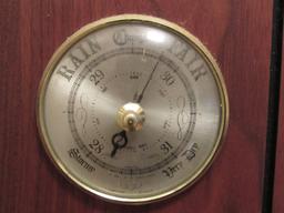 Hoechst Rain, Hygrometer, Thermometer on Wood Base Wall Mount