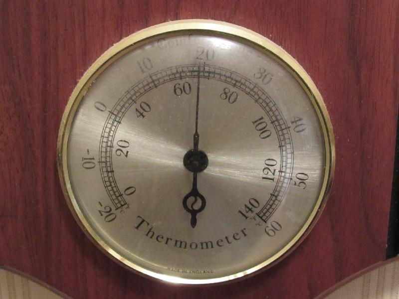 Hoechst Rain, Hygrometer, Thermometer on Wood Base Wall Mount