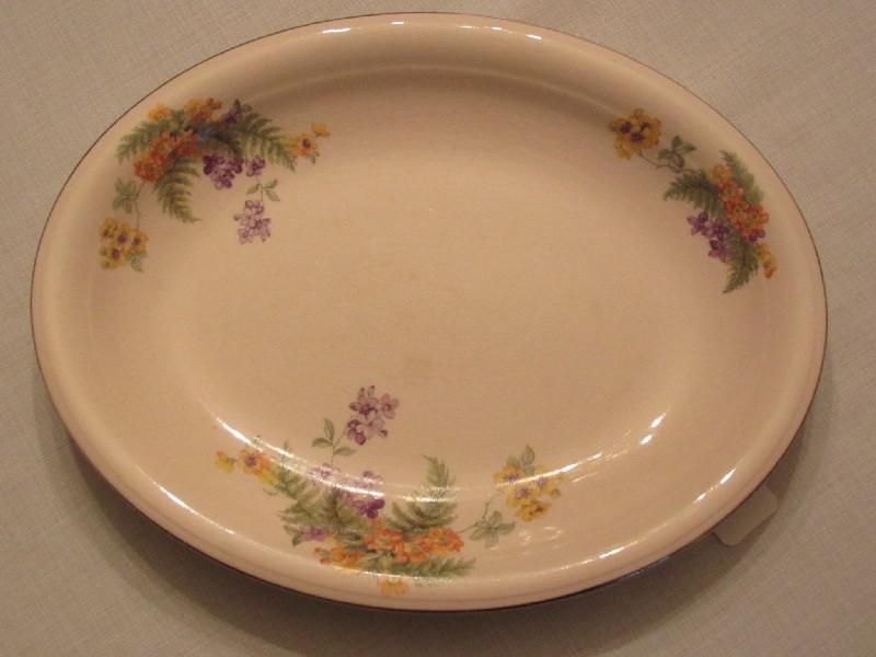 Royal Beigeware by Royal China Co. Sebring Ohio Pink Ceramic Oval Platter Floral Motif