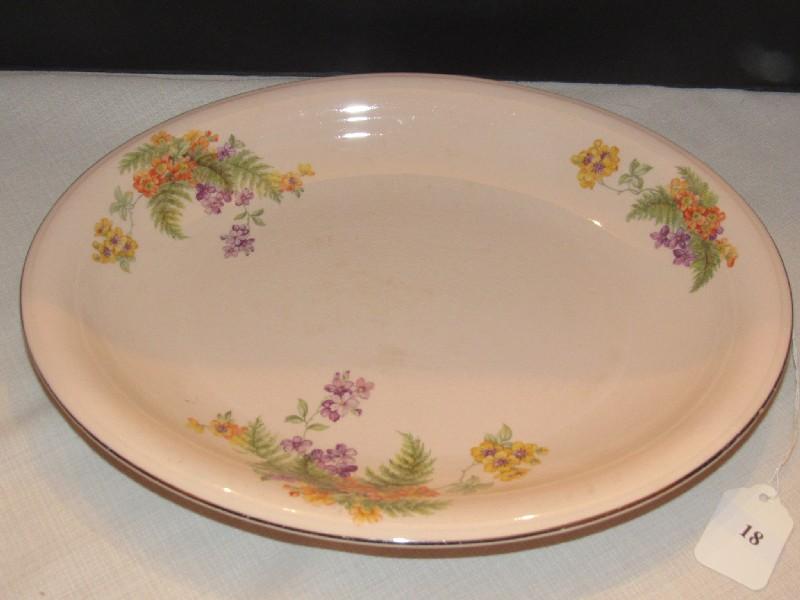 Royal Beigeware by Royal China Co. Sebring Ohio Pink Ceramic Oval Platter Floral Motif