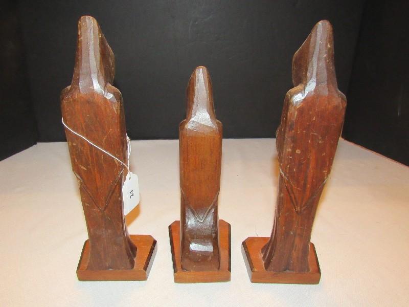 3 Wooden Carved Catholic Monks