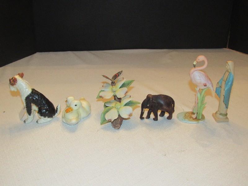 Misc. Lot - Ceramic Dog, Goebel Ducks, Flamingo Dogwood, Etc.