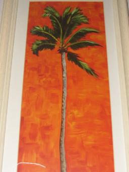 Palm Tree Picture Print in Light Wooden Frame/Matt