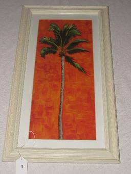 Palm Tree Picture Print in Light Wooden Frame/Matt