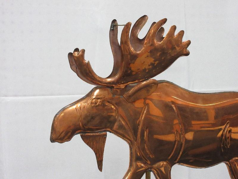Artisan Sculpture Figural Copper Moose Weather Vane w/ Small/Large Globes