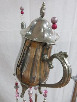 Whimsical Silverplated Teapot Community Flatware Wind Chime