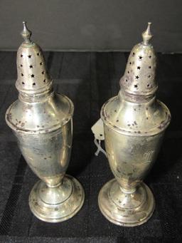 2 Tall Urn Design Salt/Pepper Shakers, 'International Sterling 558'