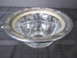 Weidlich Sterling 8324 Rim Floral Pattern Glass Divided Bowl, Floral Etched