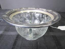 Weidlich Sterling 8324 Rim Floral Pattern Glass Divided Bowl, Floral Etched