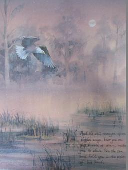 Eagle & River Scene w/ Religious Quote Picture Print by A. Margaret Hall Hayback