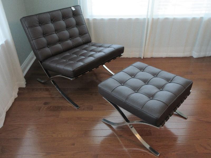 Truly Modern Classic Design Catalonia Lounge Chair w/ Ottoman Italian Genuine Leather
