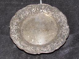 Antique S. Kirk & Son Sterling 17F Dish Ornate Rose/Dandelion Pattern Band