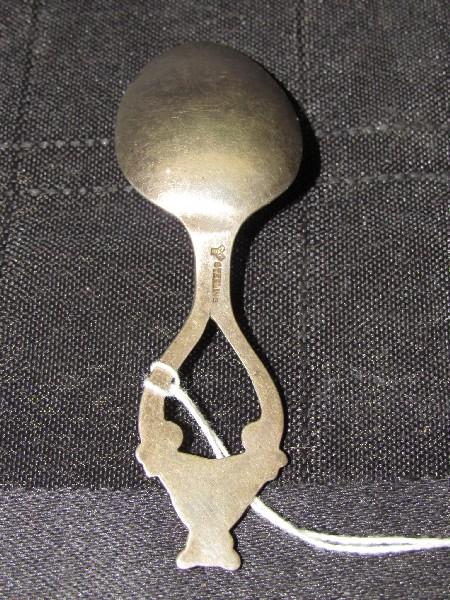 RLB Sterling Baby Spoon Bear Top, Scroll Motif