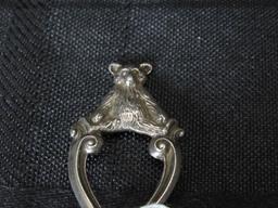 RLB Sterling Baby Spoon Bear Top, Scroll Motif