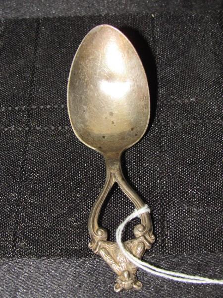 RLB Sterling Baby Spoon Bear Top, Scroll Motif