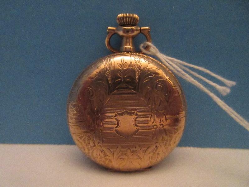 Early Elgin 1 3/8" D Pocket Watch w/ Second Hand Traditional Engraved Design