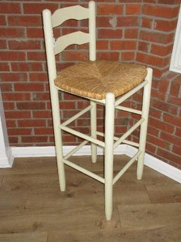 Painted Ladder Back Bar Stool w/ Rush Seat