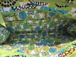 Vera Bradley Colorful Teal, Yellow, Lime & Black Wild Flowers Pattern Shoulder/Hand Bag