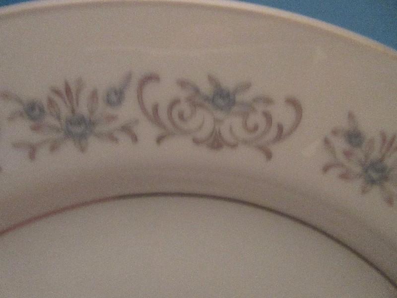 26 Pieces - Mikasa Fine China Deborah Pattern Blue Roses Tan Scrolls Design Dinnerware