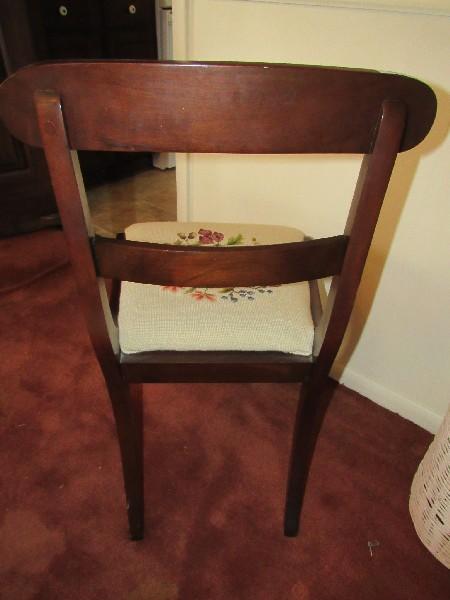 Wooden Vintage Child's Chair Front Upholstered Seat 2 Ladder Back, Curved Feet
