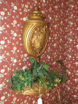 Ornate Gilded Design Scroll/Floral Oval Center Wall Décor, Scroll/Floral Planter Wall Mounted