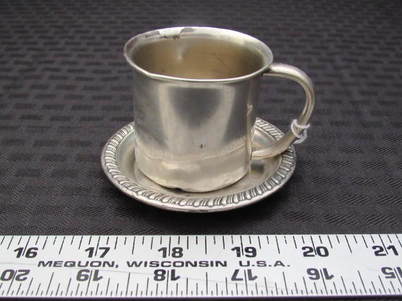 Towle Sterling 781 Baby Cup G.E.W. on Base w/ Scroll Trim Plate