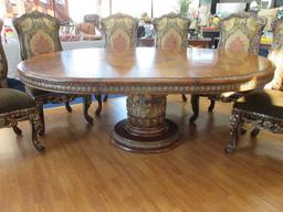 Signature Series Magnificent Michael Amini Classic Chestnut Pedestal Dining Table