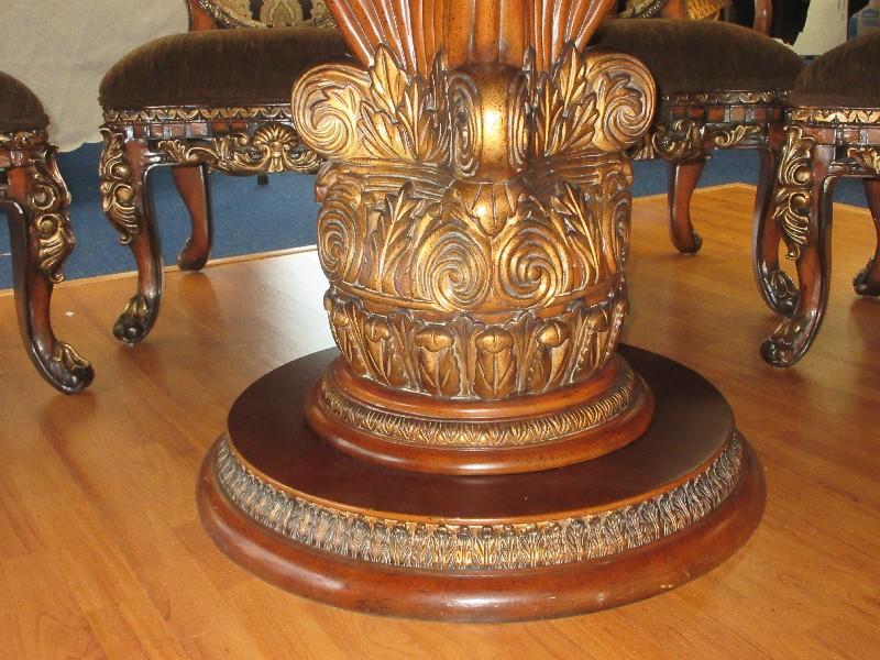 Signature Series Magnificent Michael Amini Classic Chestnut Pedestal Dining Table